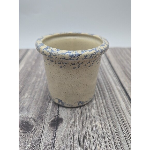 Vintage Small Crock with Apple & Spongware Pattern 3" - Picture 5 of 10